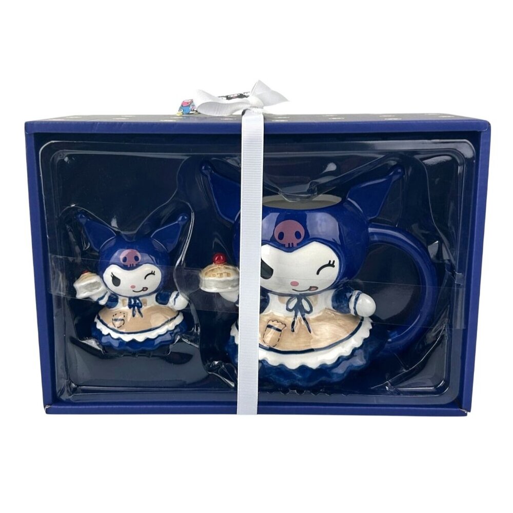 Kuromi by Sanrio Blue Sky Ceramic Mug & Figurine Gift Set Cute Pie Apron